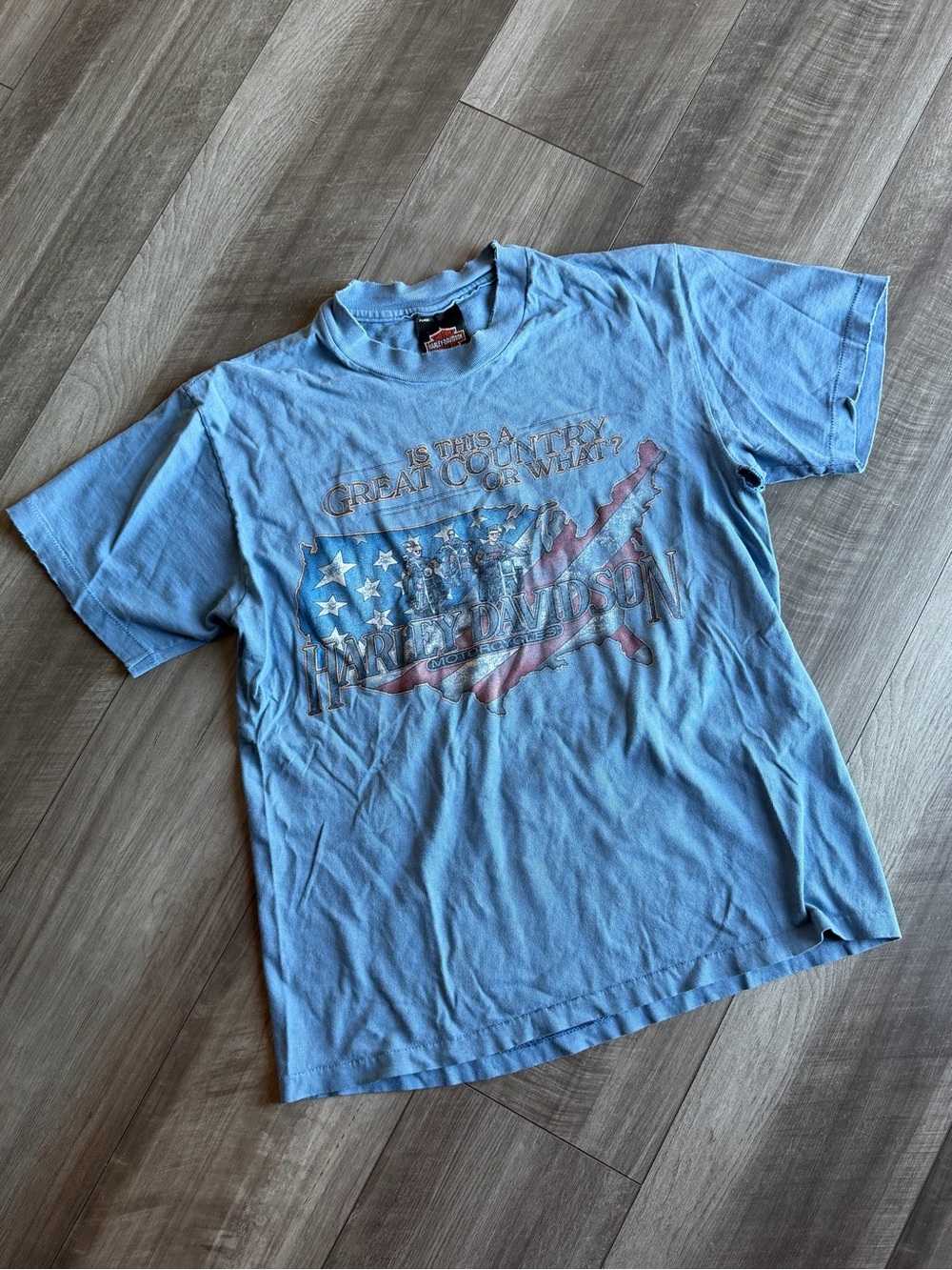 Vtg 90s Harley-Davidson House of Harleys Oceanside CA Blue T-Shirt Made in USA